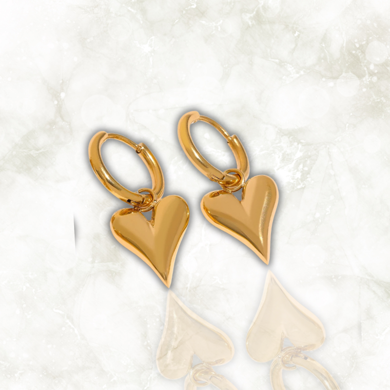 Gold Heart Huggie Hoop Earrings – Stainless Steel, Tarnish-Free