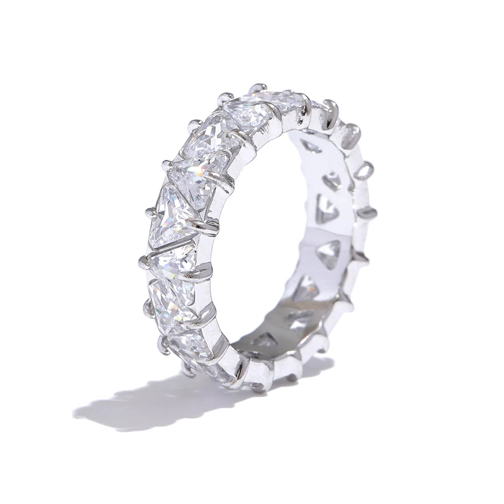 Gold Heart Ring with Cubic Zirconia – Shiny Stainless Steel Jewelry