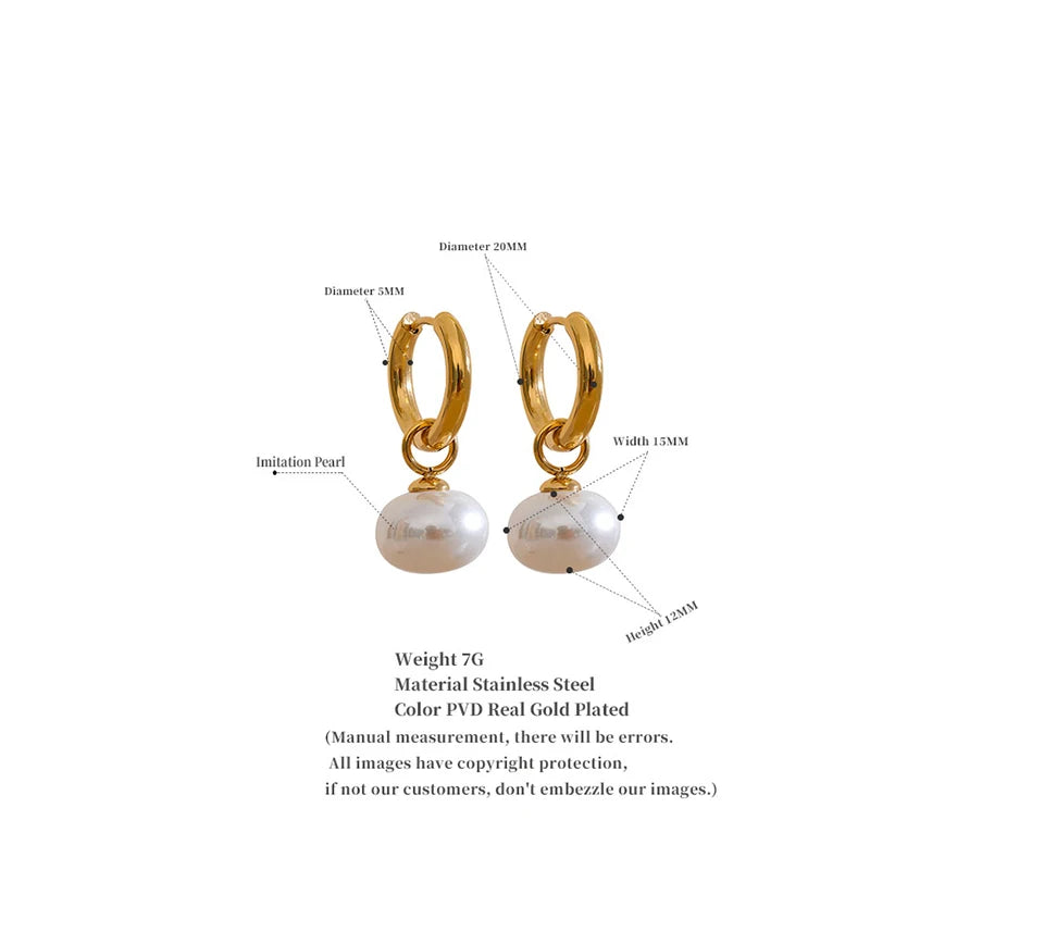 Gold Hoop Earrings with Pearl Drops