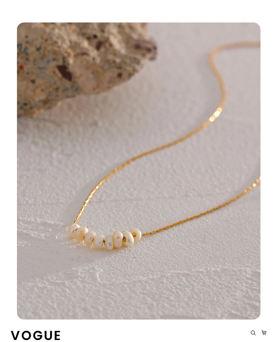 Tarnish Free Natural Pearl Beads Chic Exquisite Necklace Thin Chain Stainless Steel Minimalist Charm Collar Jewelry Women