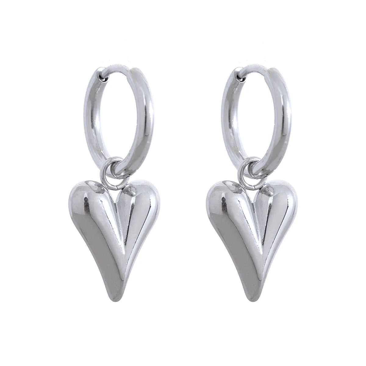 Gold Heart Huggie Hoop Earrings – Stainless Steel, Tarnish-Free