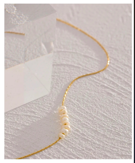 Tarnish Free Natural Pearl Beads Chic Exquisite Necklace Thin Chain Stainless Steel Minimalist Charm Collar Jewelry Women