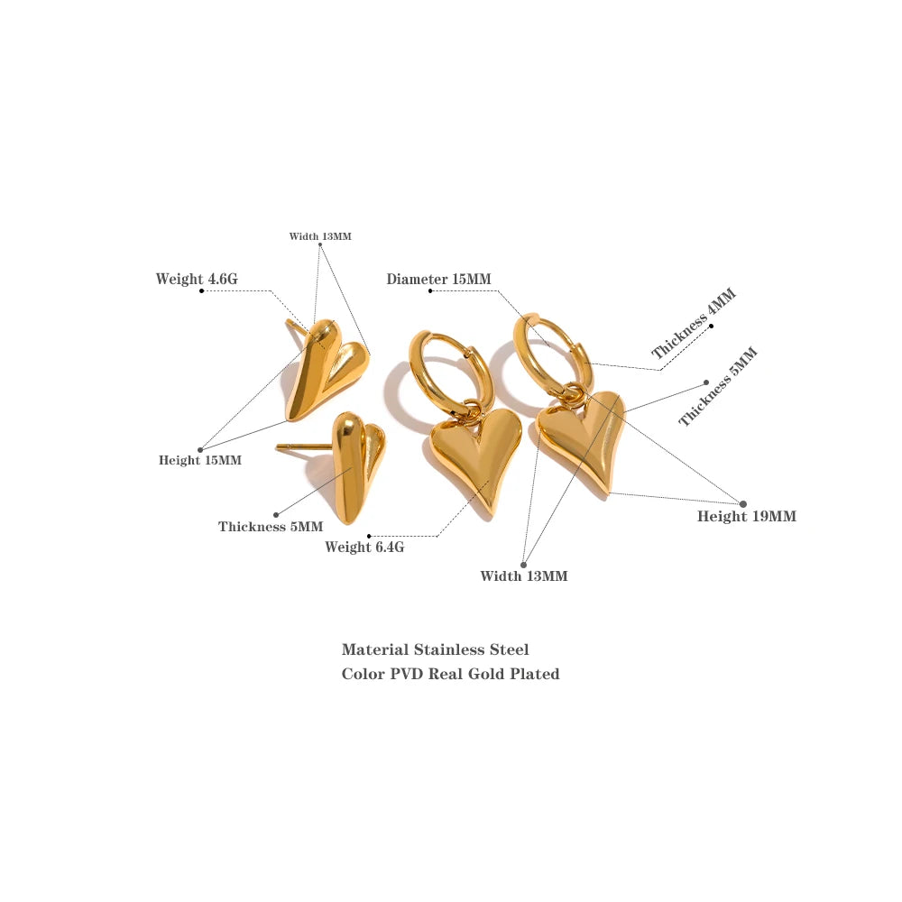 Gold Heart Huggie Hoop Earrings – Stainless Steel, Tarnish-Free